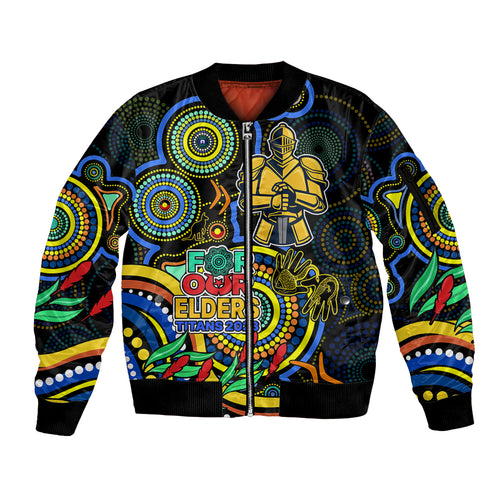 titans-rugby-aboriginal-art-sleeve-zip-bomber-jacket-naidoc-indigenous-tribal