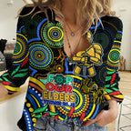 Titans Rugby Aboriginal Art Women Casual Shirt NAIDOC Indigenous Tribal LT9