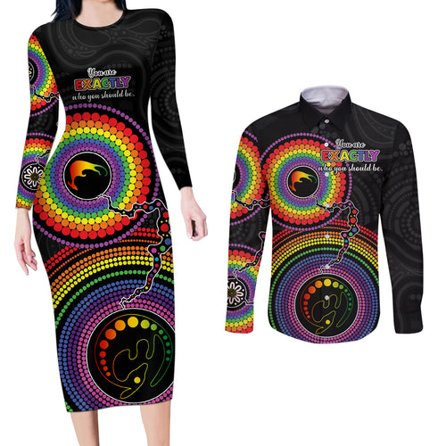 australia-lgbt-couples-matching-long-sleeve-bodycon-dress-and-long-sleeve-button-shirts-you-are-exactly-who-you-should-be-aboriginal-style
