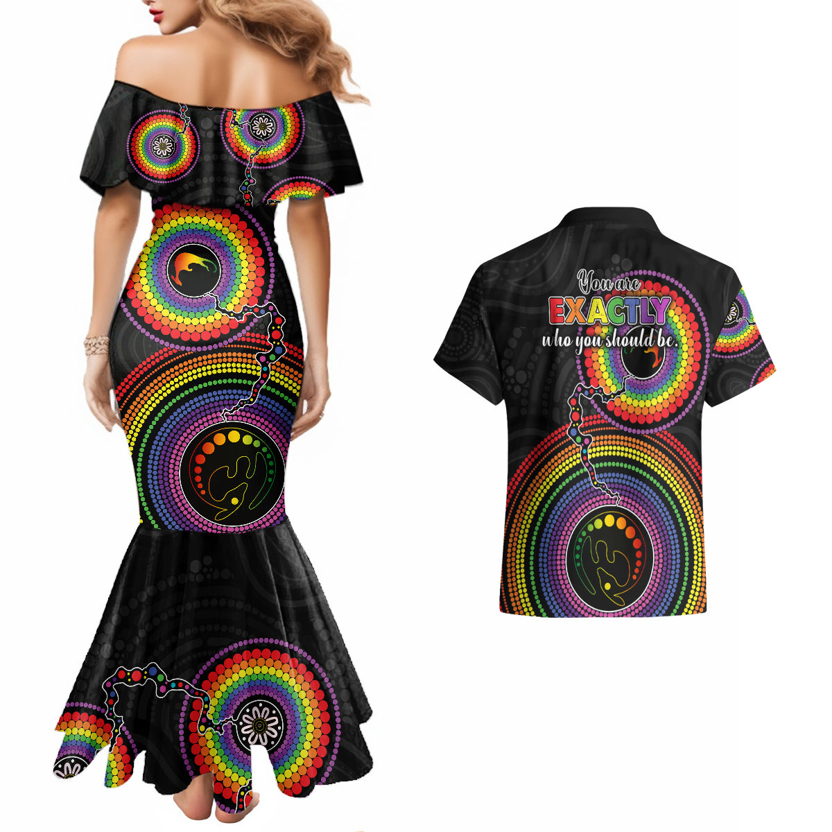 australia-lgbt-couples-matching-mermaid-dress-and-hawaiian-shirt-you-are-exactly-who-you-should-be-aboriginal-style