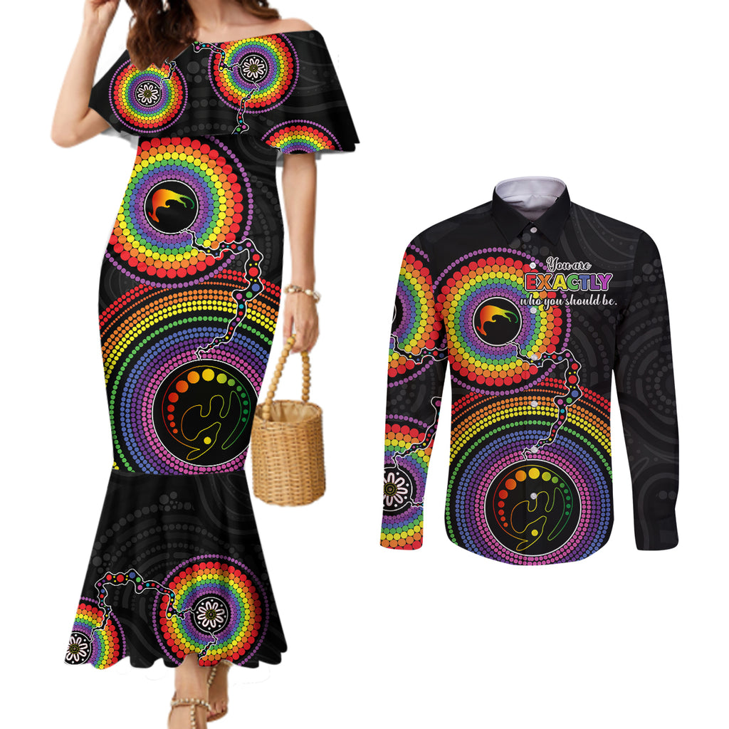 australia-lgbt-couples-matching-mermaid-dress-and-long-sleeve-button-shirts-you-are-exactly-who-you-should-be-aboriginal-style