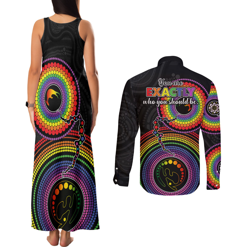australia-lgbt-couples-matching-tank-maxi-dress-and-long-sleeve-button-shirts-you-are-exactly-who-you-should-be-aboriginal-style