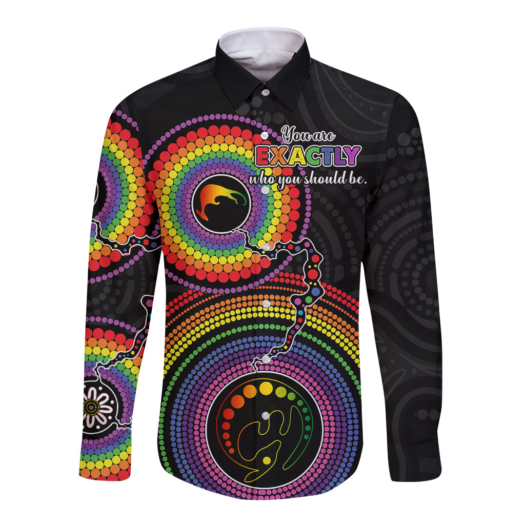 australia-lgbt-long-sleeve-button-shirt-you-are-exactly-who-you-should-be-aboriginal-style