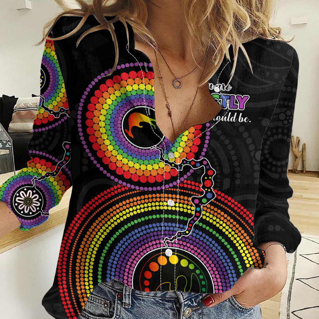 Australia LGBT Women Casual Shirt You Are Exactly Who You Should Be Aboriginal Style LT9