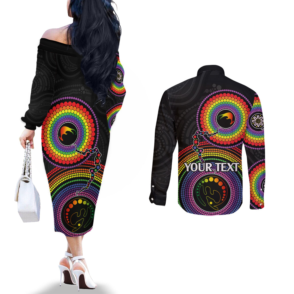 personalised-australia-lgbt-couples-matching-off-the-shoulder-long-sleeve-dress-and-long-sleeve-button-shirts-you-are-exactly-who-you-should-be-aboriginal-style