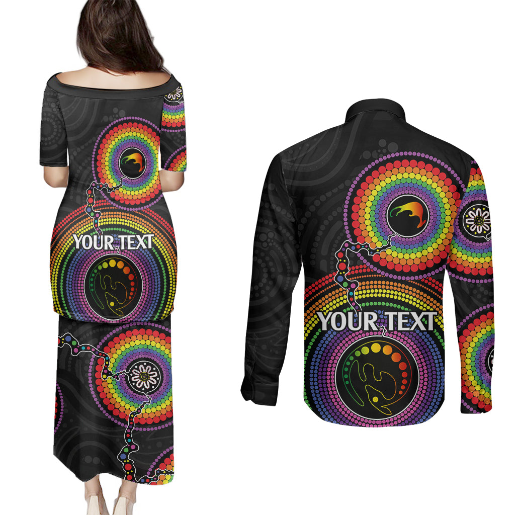 personalised-australia-lgbt-couples-matching-puletasi-dress-and-long-sleeve-button-shirts-you-are-exactly-who-you-should-be-aboriginal-style