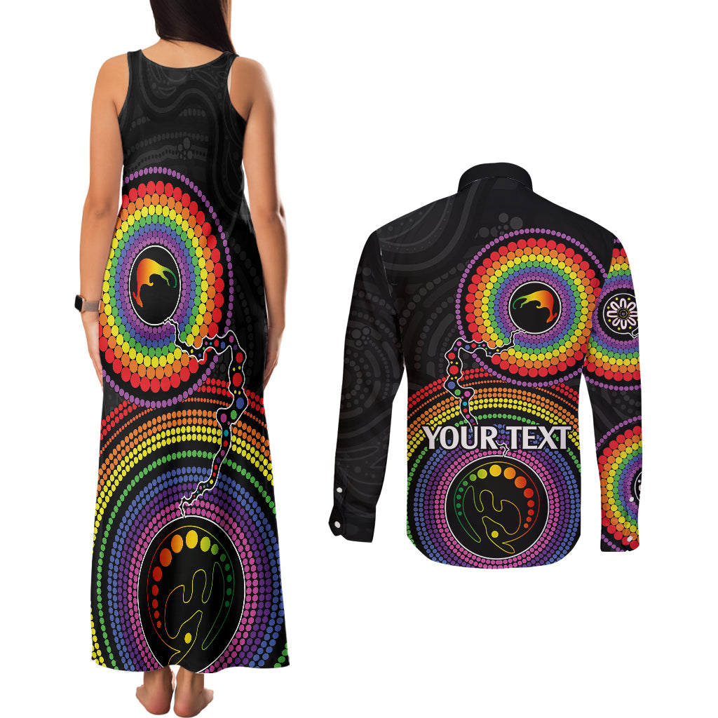 personalised-australia-lgbt-couples-matching-tank-maxi-dress-and-long-sleeve-button-shirts-you-are-exactly-who-you-should-be-aboriginal-style