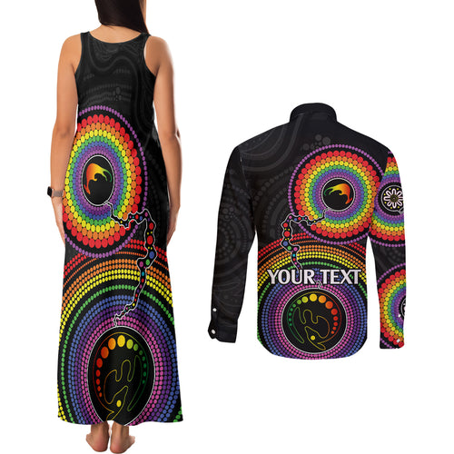 personalised-australia-lgbt-couples-matching-tank-maxi-dress-and-long-sleeve-button-shirts-you-are-exactly-who-you-should-be-aboriginal-style