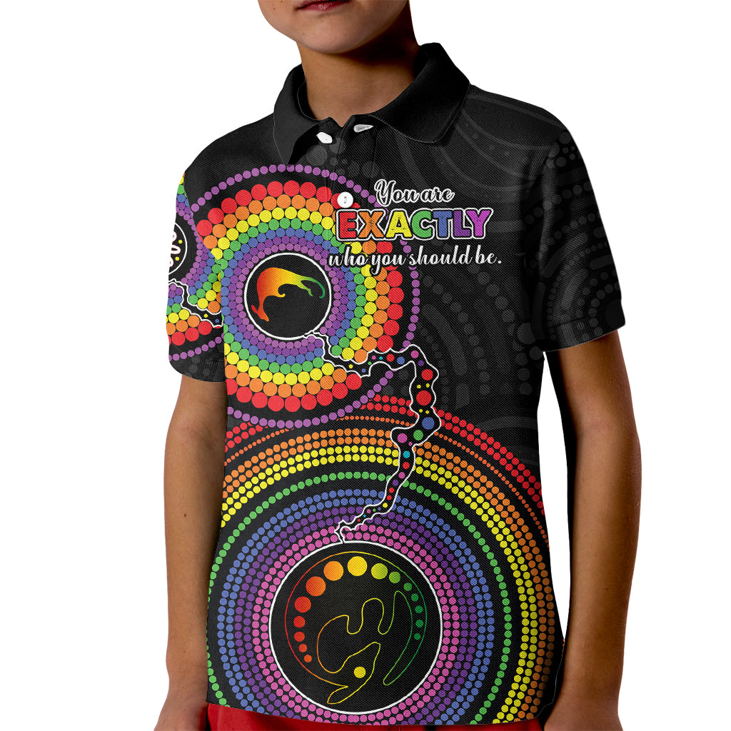 personalised-australia-lgbt-kid-polo-shirt-you-are-exactly-who-you-should-be-aboriginal-style
