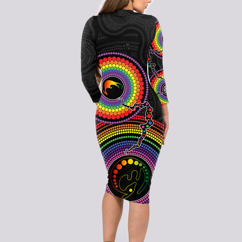 personalised-australia-lgbt-long-sleeve-bodycon-dress-you-are-exactly-who-you-should-be-aboriginal-style
