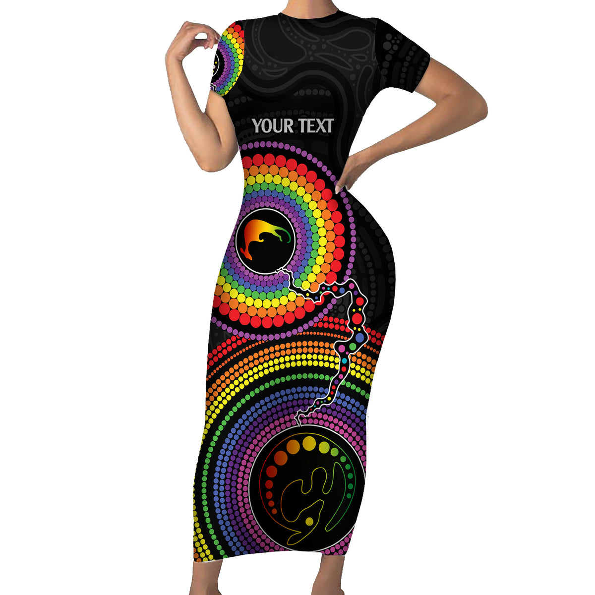 personalised-australia-lgbt-short-sleeve-bodycon-dress-you-are-exactly-who-you-should-be-aboriginal-style
