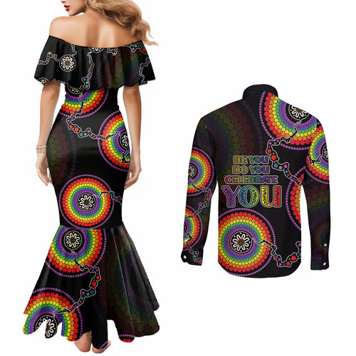 australia-lgbt-couples-matching-mermaid-dress-and-long-sleeve-button-shirts-be-you-do-you-celebrate-you-aboriginal-style