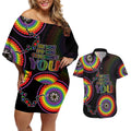 australia-lgbt-couples-matching-off-shoulder-short-dress-and-hawaiian-shirt-be-you-do-you-celebrate-you-aboriginal-style