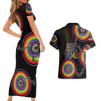 australia-lgbt-couples-matching-short-sleeve-bodycon-dress-and-hawaiian-shirt-be-you-do-you-celebrate-you-aboriginal-style