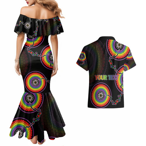 personalised-australia-lgbt-couples-matching-mermaid-dress-and-hawaiian-shirt-be-you-do-you-celebrate-you-aboriginal-style