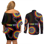 personalised-australia-lgbt-couples-matching-off-shoulder-short-dress-and-long-sleeve-button-shirts-be-you-do-you-celebrate-you-aboriginal-style