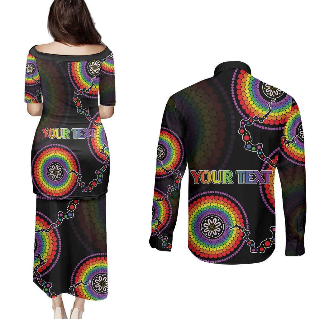 personalised-australia-lgbt-couples-matching-puletasi-dress-and-long-sleeve-button-shirts-be-you-do-you-celebrate-you-aboriginal-style