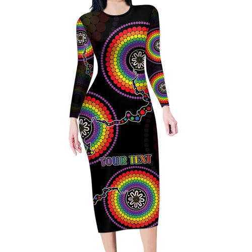 personalised-australia-lgbt-long-sleeve-bodycon-dress-be-you-do-you-celebrate-you-aboriginal-style