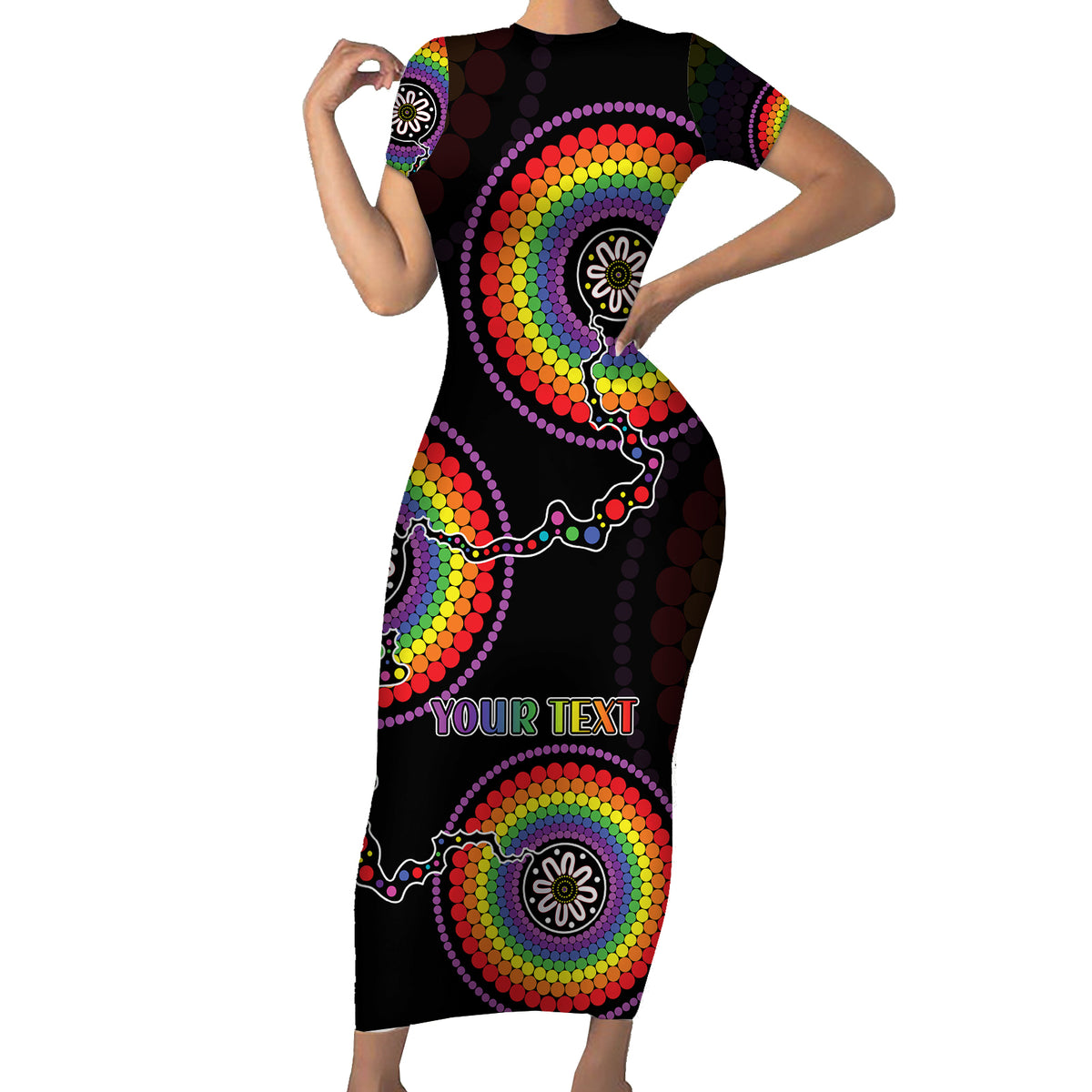 personalised-australia-lgbt-short-sleeve-bodycon-dress-be-you-do-you-celebrate-you-aboriginal-style