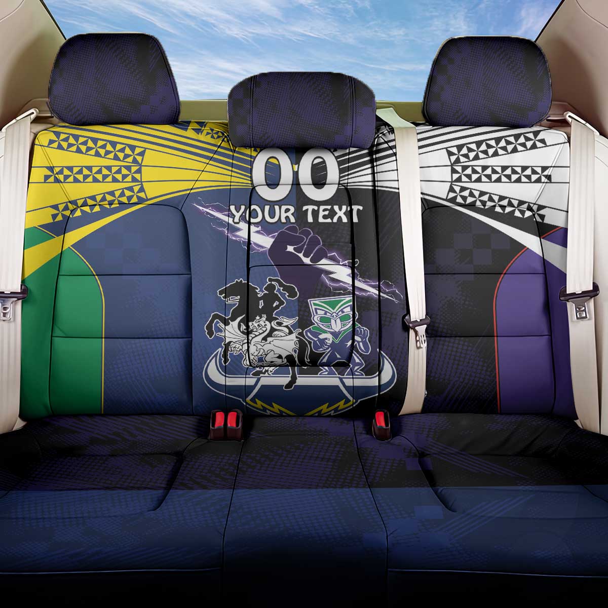 Custom Dragons-Cowboys Combine Storm-Warriors Back Car Seat Cover Sport Style Version 01