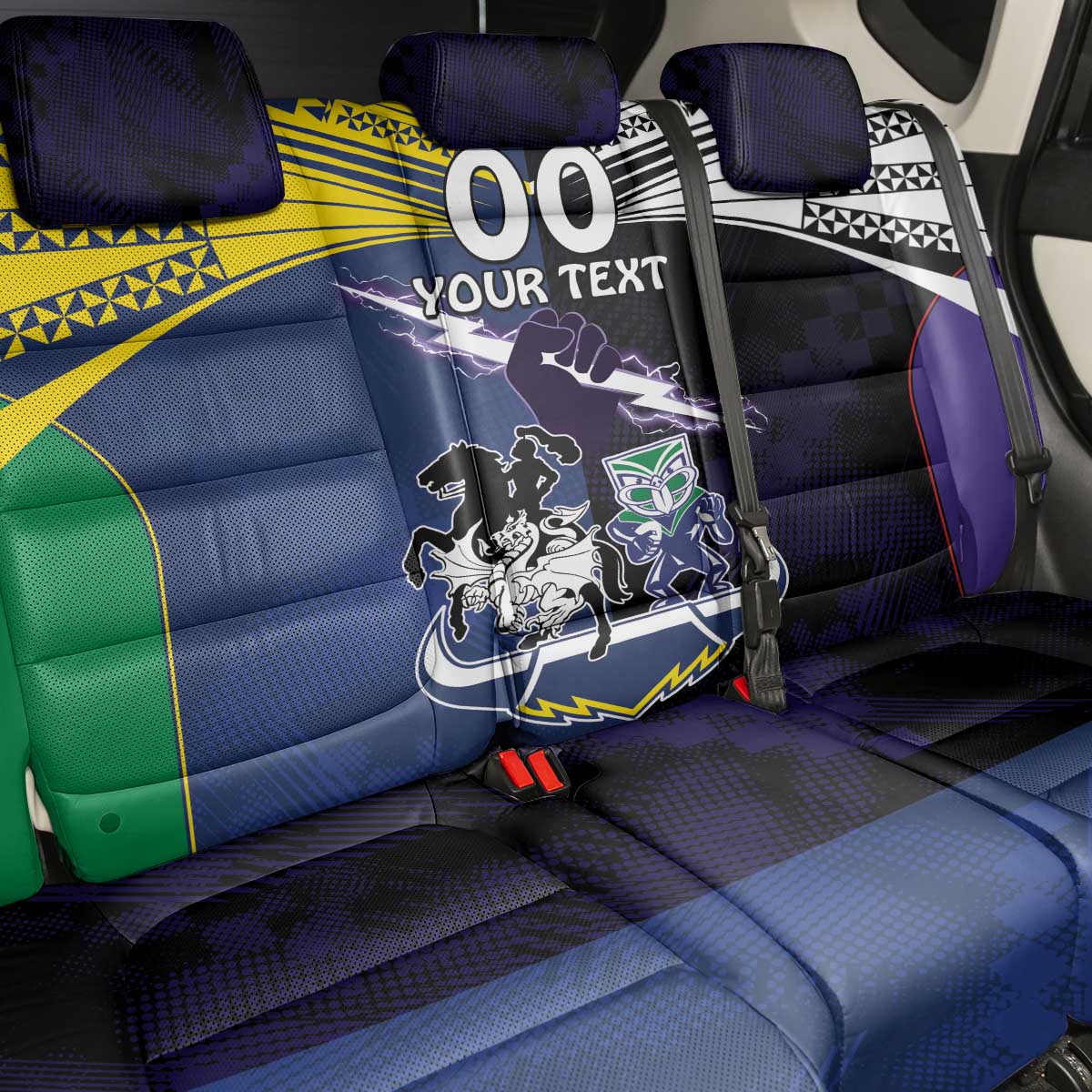 Custom Dragons-Cowboys Combine Storm-Warriors Back Car Seat Cover Sport Style Version 01