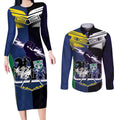 Custom Dragons-Cowboys Combine Storm-Warriors Couples Matching Long Sleeve Bodycon Dress and Long Sleeve Button Shirt Sport Style Version 01