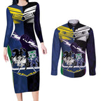 Custom Dragons-Cowboys Combine Storm-Warriors Couples Matching Long Sleeve Bodycon Dress and Long Sleeve Button Shirt Sport Style Version 01