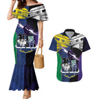 Custom Dragons-Cowboys Combine Storm-Warriors Couples Matching Mermaid Dress and Hawaiian Shirt Sport Style Version 01