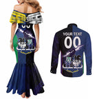 Custom Dragons-Cowboys Combine Storm-Warriors Couples Matching Mermaid Dress and Long Sleeve Button Shirt Sport Style Version 01