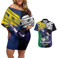 Custom Dragons-Cowboys Combine Storm-Warriors Couples Matching Off Shoulder Short Dress and Hawaiian Shirt Sport Style Version 01