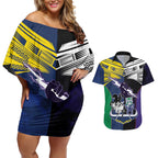 Custom Dragons-Cowboys Combine Storm-Warriors Couples Matching Off Shoulder Short Dress and Hawaiian Shirt Sport Style Version 01