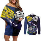 Custom Dragons-Cowboys Combine Storm-Warriors Couples Matching Off Shoulder Short Dress and Long Sleeve Button Shirt Sport Style Version 01