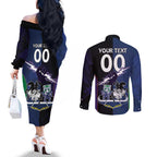 Custom Dragons-Cowboys Combine Storm-Warriors Couples Matching Off The Shoulder Long Sleeve Dress and Long Sleeve Button Shirt Sport Style Version 01
