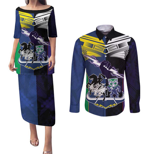 Custom Dragons-Cowboys Combine Storm-Warriors Couples Matching Puletasi and Long Sleeve Button Shirt Sport Style Version 01