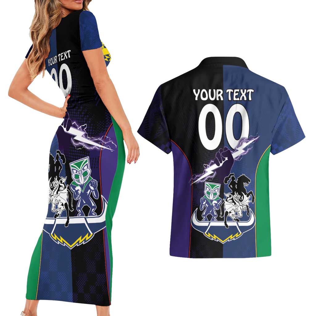 Custom Dragons-Cowboys Combine Storm-Warriors Couples Matching Short Sleeve Bodycon Dress and Hawaiian Shirt Sport Style Version 01