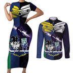 Custom Dragons-Cowboys Combine Storm-Warriors Couples Matching Short Sleeve Bodycon Dress and Long Sleeve Button Shirt Sport Style Version 01