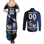 Custom Dragons-Cowboys Combine Storm-Warriors Couples Matching Summer Maxi Dress and Long Sleeve Button Shirt Sport Style Version 01