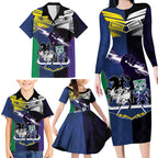 Custom Dragons-Cowboys Combine Storm-Warriors Family Matching Long Sleeve Bodycon Dress and Hawaiian Shirt Sport Style Version 01