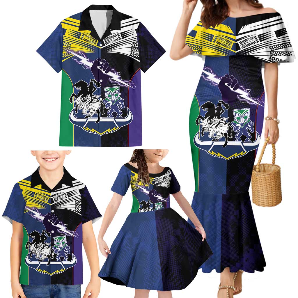 Custom Dragons-Cowboys Combine Storm-Warriors Family Matching Mermaid Dress and Hawaiian Shirt Sport Style Version 01