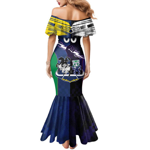 Custom Dragons-Cowboys Combine Storm-Warriors Family Matching Mermaid Dress and Hawaiian Shirt Sport Style Version 01