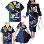Custom Dragons-Cowboys Combine Storm-Warriors Family Matching Off The Shoulder Long Sleeve Dress and Hawaiian Shirt Sport Style Version 01