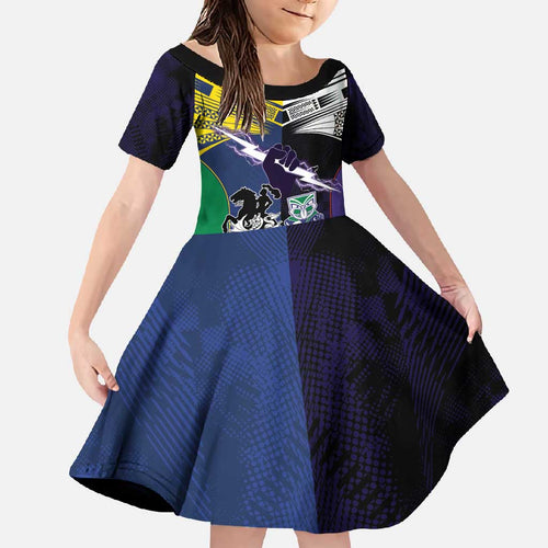Custom Dragons-Cowboys Combine Storm-Warriors Family Matching Off Shoulder Maxi Dress and Hawaiian Shirt Sport Style Version 01