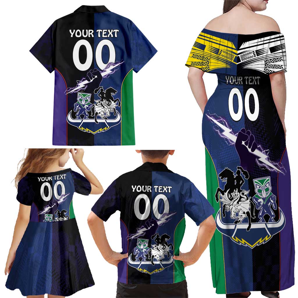 Custom Dragons-Cowboys Combine Storm-Warriors Family Matching Off Shoulder Maxi Dress and Hawaiian Shirt Sport Style Version 01