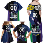 Custom Dragons-Cowboys Combine Storm-Warriors Family Matching Off Shoulder Maxi Dress and Hawaiian Shirt Sport Style Version 01