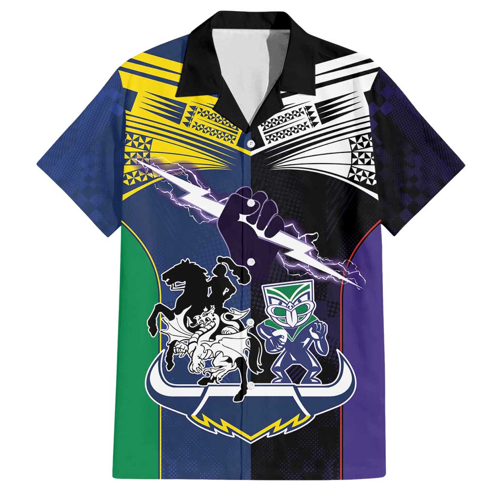 Custom Dragons-Cowboys Combine Storm-Warriors Family Matching Off Shoulder Maxi Dress and Hawaiian Shirt Sport Style Version 01
