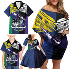Custom Dragons-Cowboys Combine Storm-Warriors Family Matching Off Shoulder Short Dress and Hawaiian Shirt Sport Style Version 01