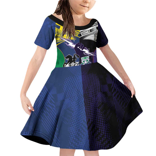 Custom Dragons-Cowboys Combine Storm-Warriors Family Matching Off Shoulder Short Dress and Hawaiian Shirt Sport Style Version 01
