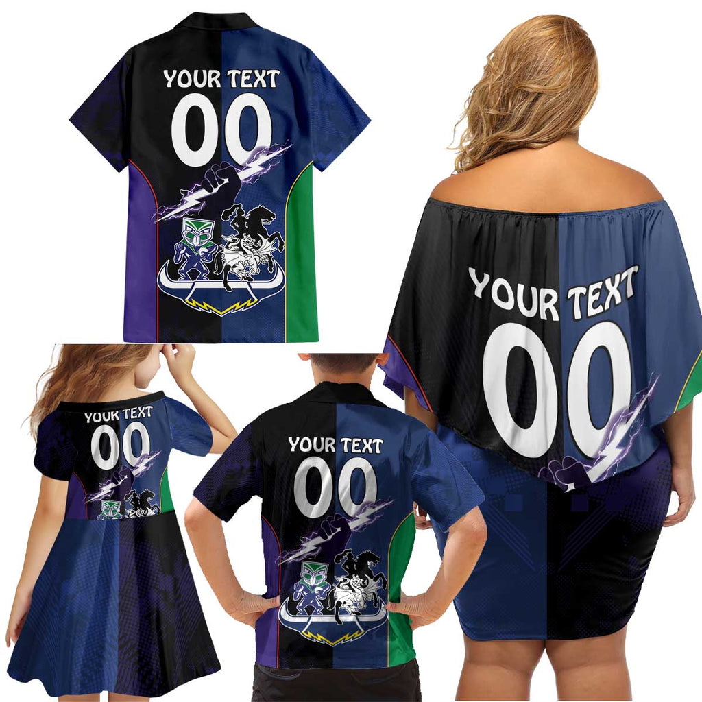 Custom Dragons-Cowboys Combine Storm-Warriors Family Matching Off Shoulder Short Dress and Hawaiian Shirt Sport Style Version 01