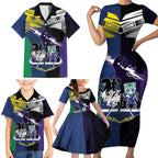 Custom Dragons-Cowboys Combine Storm-Warriors Family Matching Short Sleeve Bodycon Dress and Hawaiian Shirt Sport Style Version 01