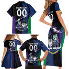 Custom Dragons-Cowboys Combine Storm-Warriors Family Matching Short Sleeve Bodycon Dress and Hawaiian Shirt Sport Style Version 01